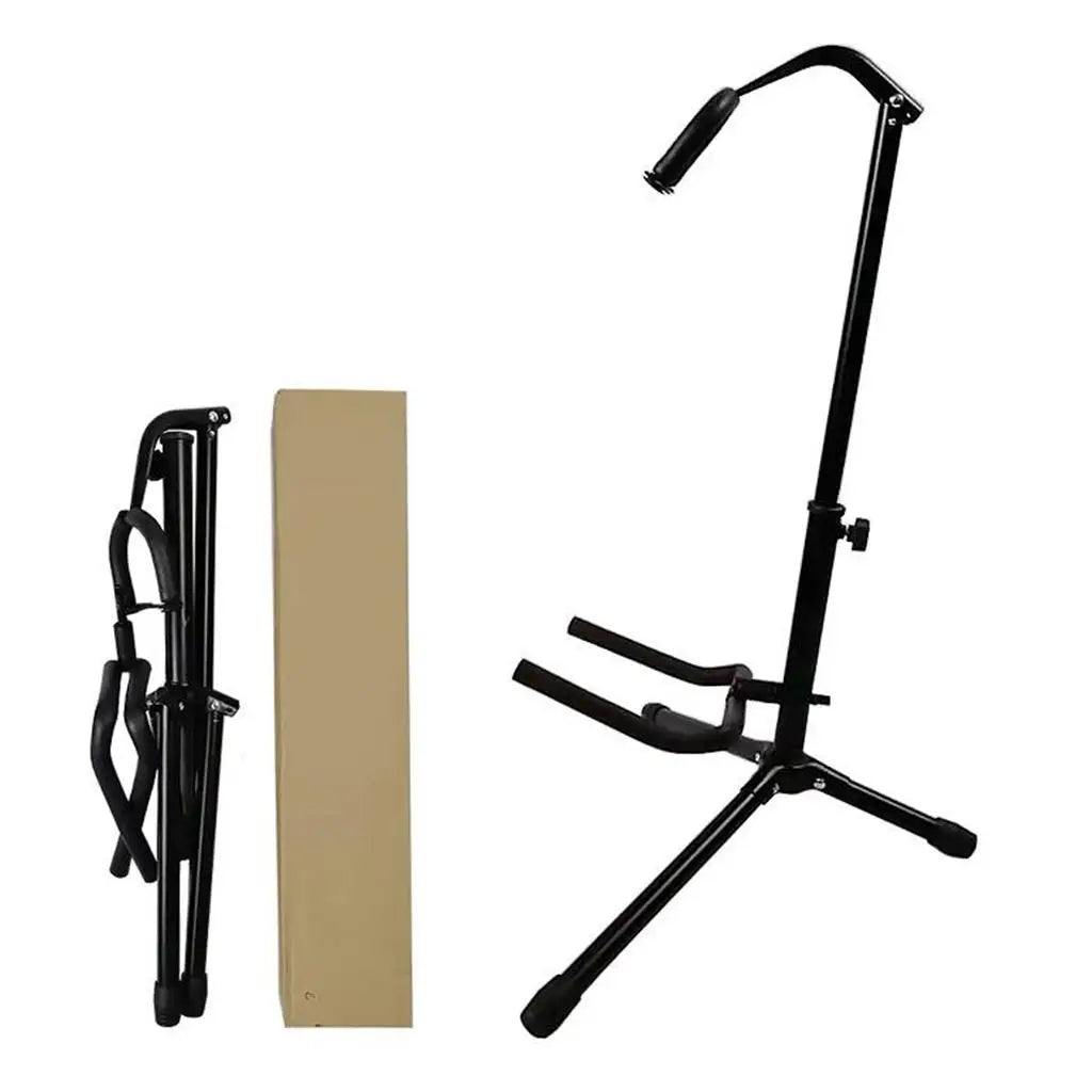 Versatile Folding Stand for Acoustic, Electric, and Bass Guitars, Banjos - Black