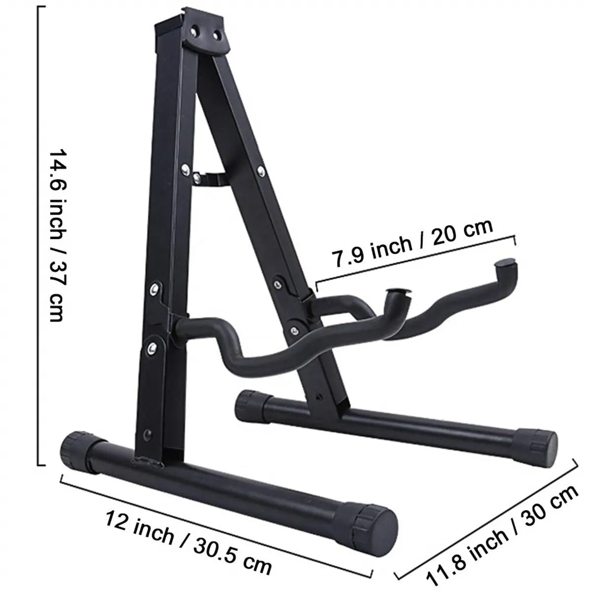 Folding A-Frame Guitar Stand: Universal Metal Stand for Acoustic, Classical, Electric, and Bass Guitars, Banjo, Ukulele - Portable Floor Stand